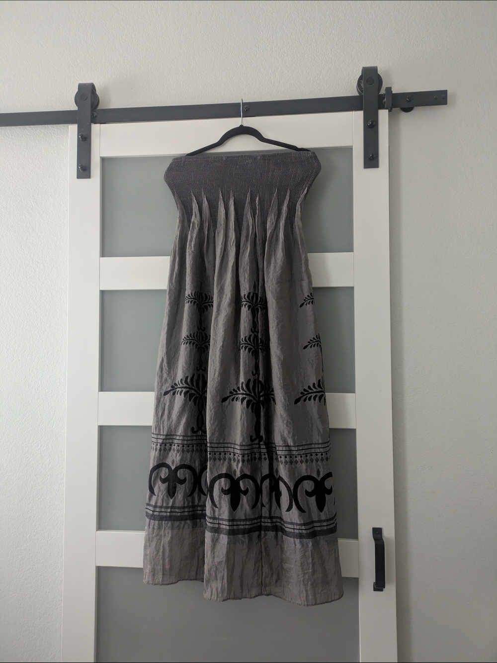 Lapis Gray and Black Textured Strapless Top